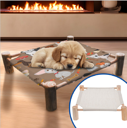 Dog /Cat bed with wood base