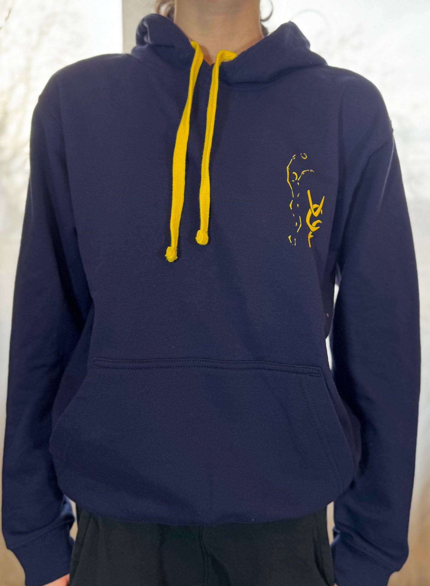 Hoodie Blue & Yellow with MEDIUM LOGO in the back