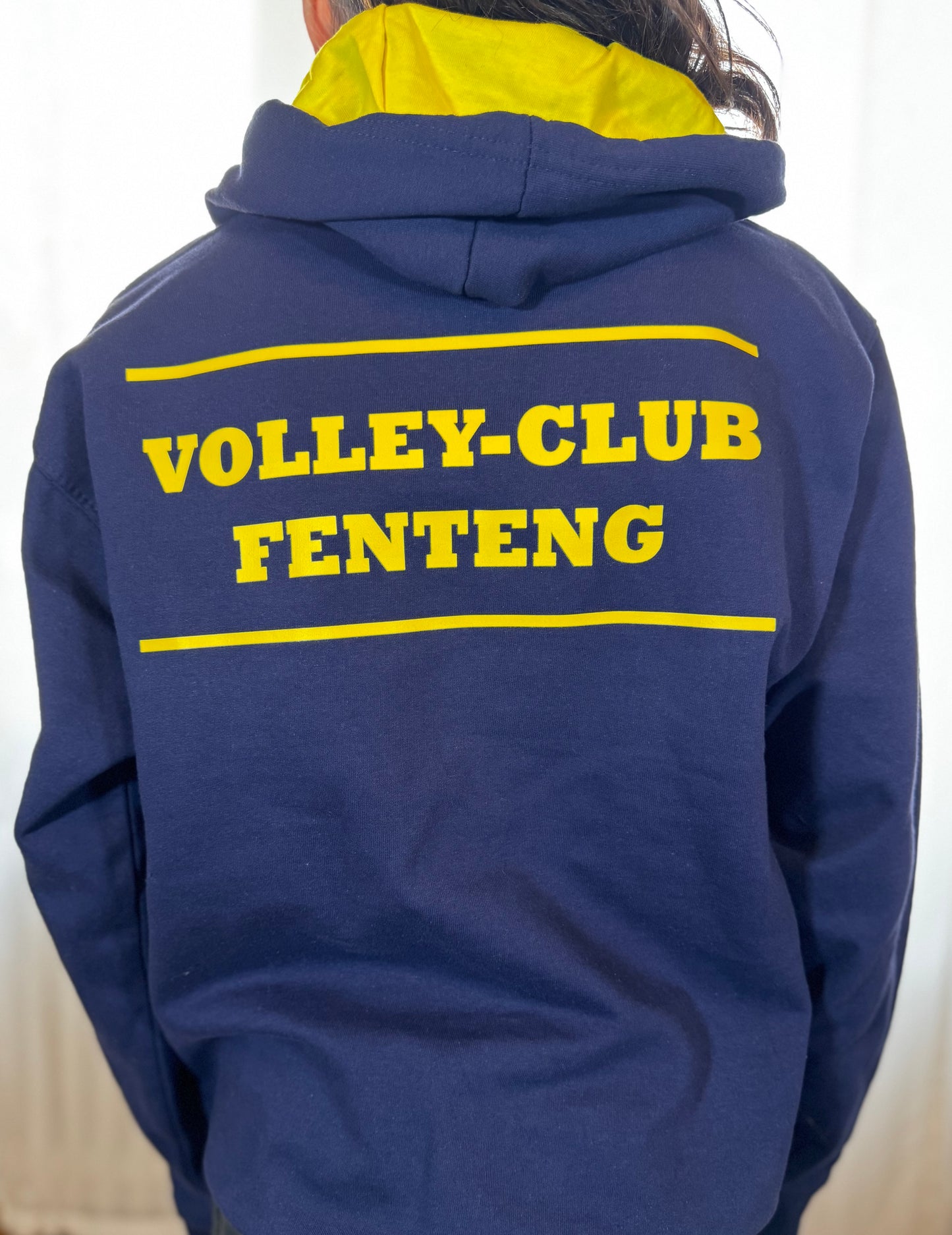 Hoodie Blue & Yellow with MEDIUM LOGO in the back