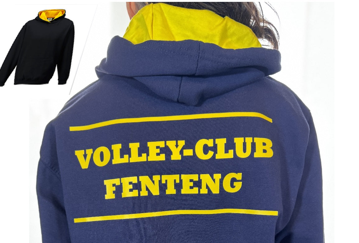 Hoodie Blue & Yellow with MEDIUM LOGO in the back