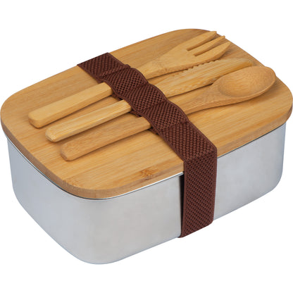 Lunch set w/ Jute Cooler Bag, Drinking Bottle and Lunch Box