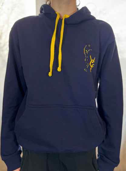 Hoodie Blue & Yellow with BIG LOGO in the back