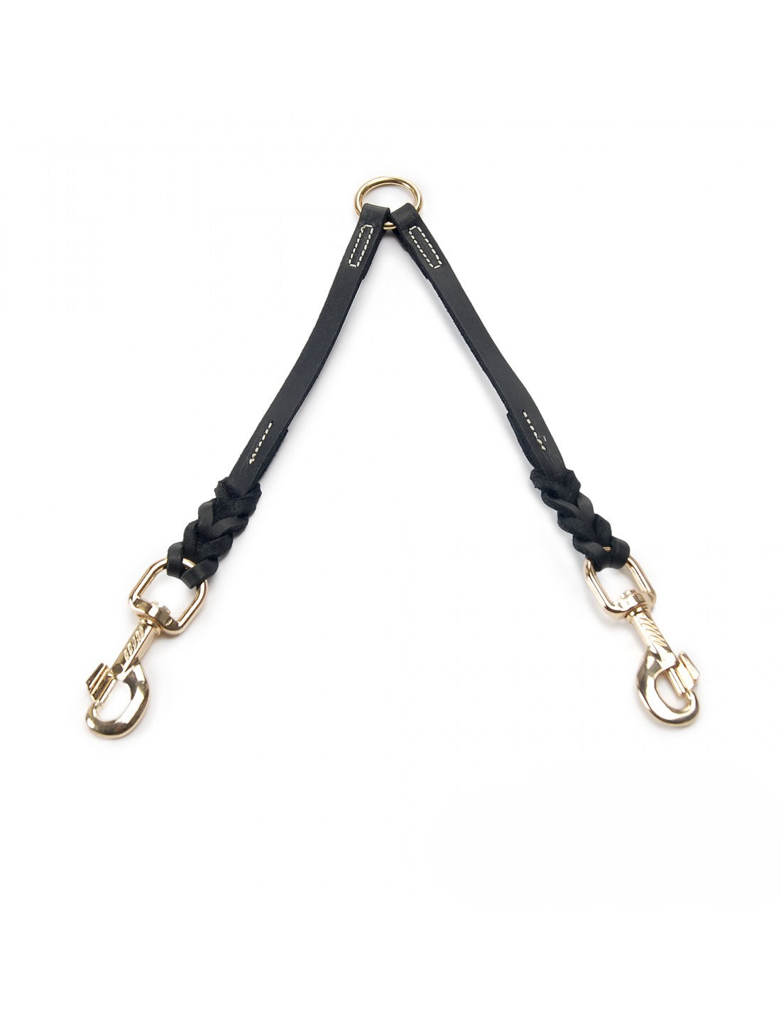 Dog, DOUBLE Leash/ Double Braided Brown Leather / Brass accents