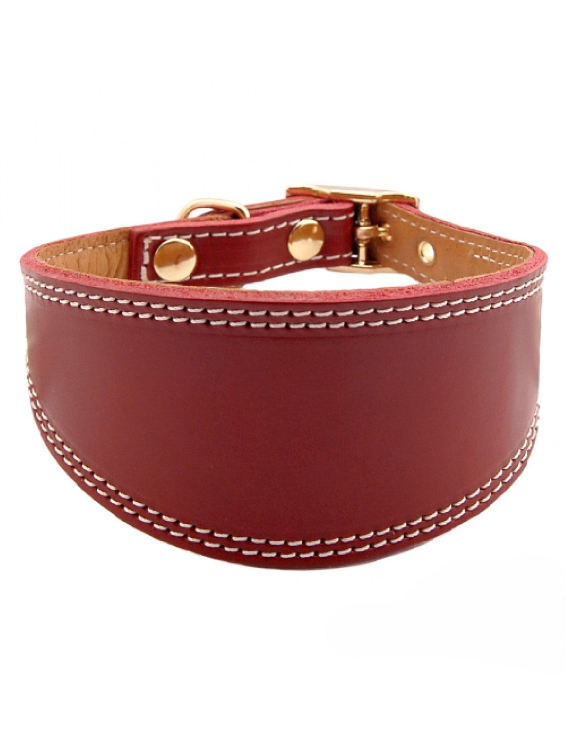 Dog collar, Smooth leather greyhound collar with golden accents