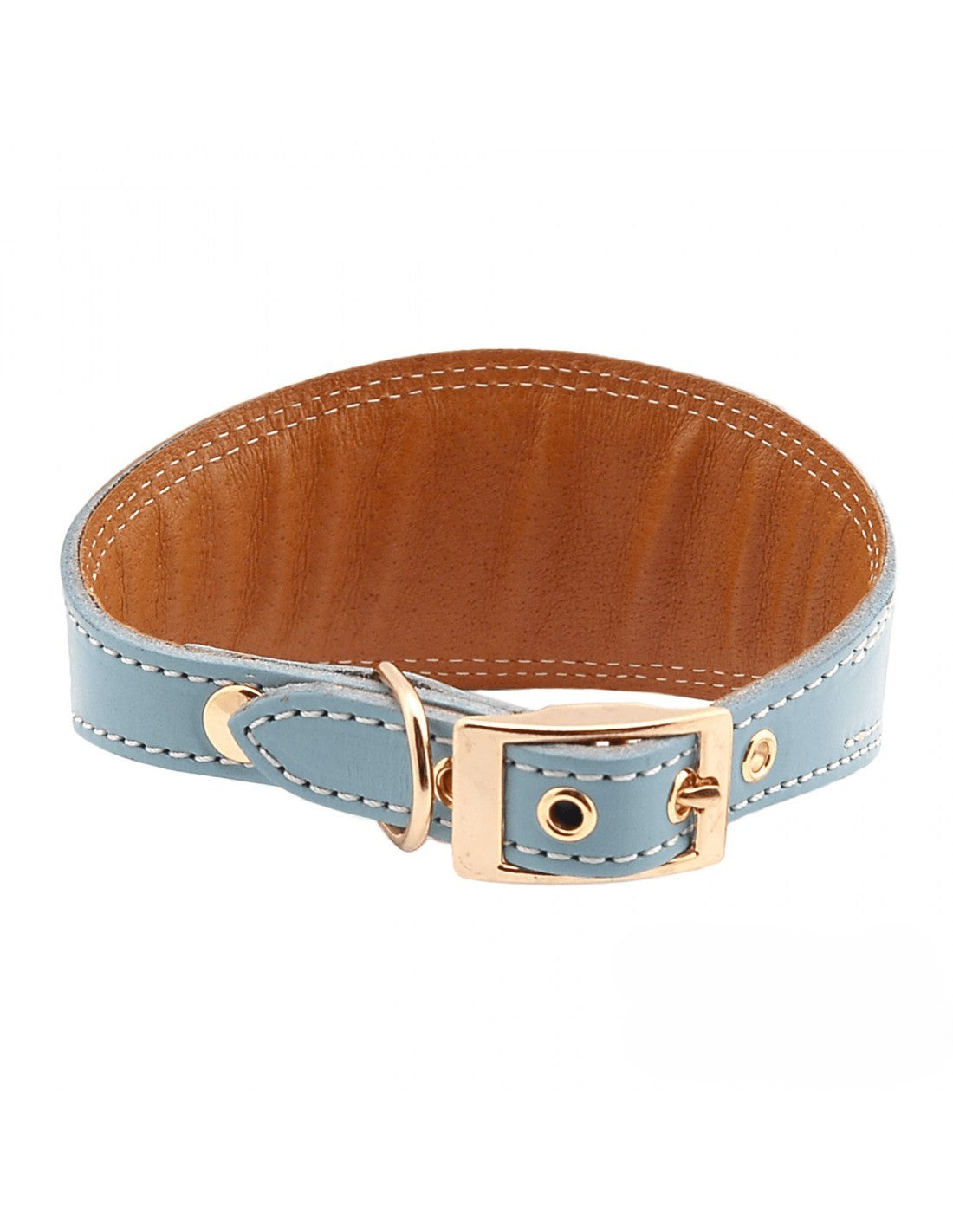 Dog collar, Smooth leather greyhound collar with golden accents