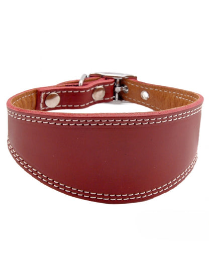 Dog collar, Smooth leather greyhound collar with silver accents