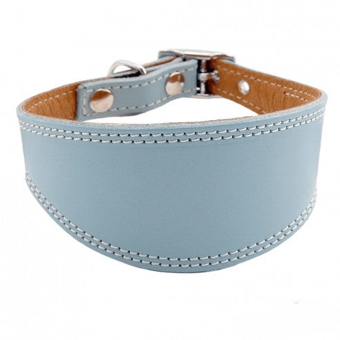 Dog collar, Smooth leather greyhound collar with silver accents