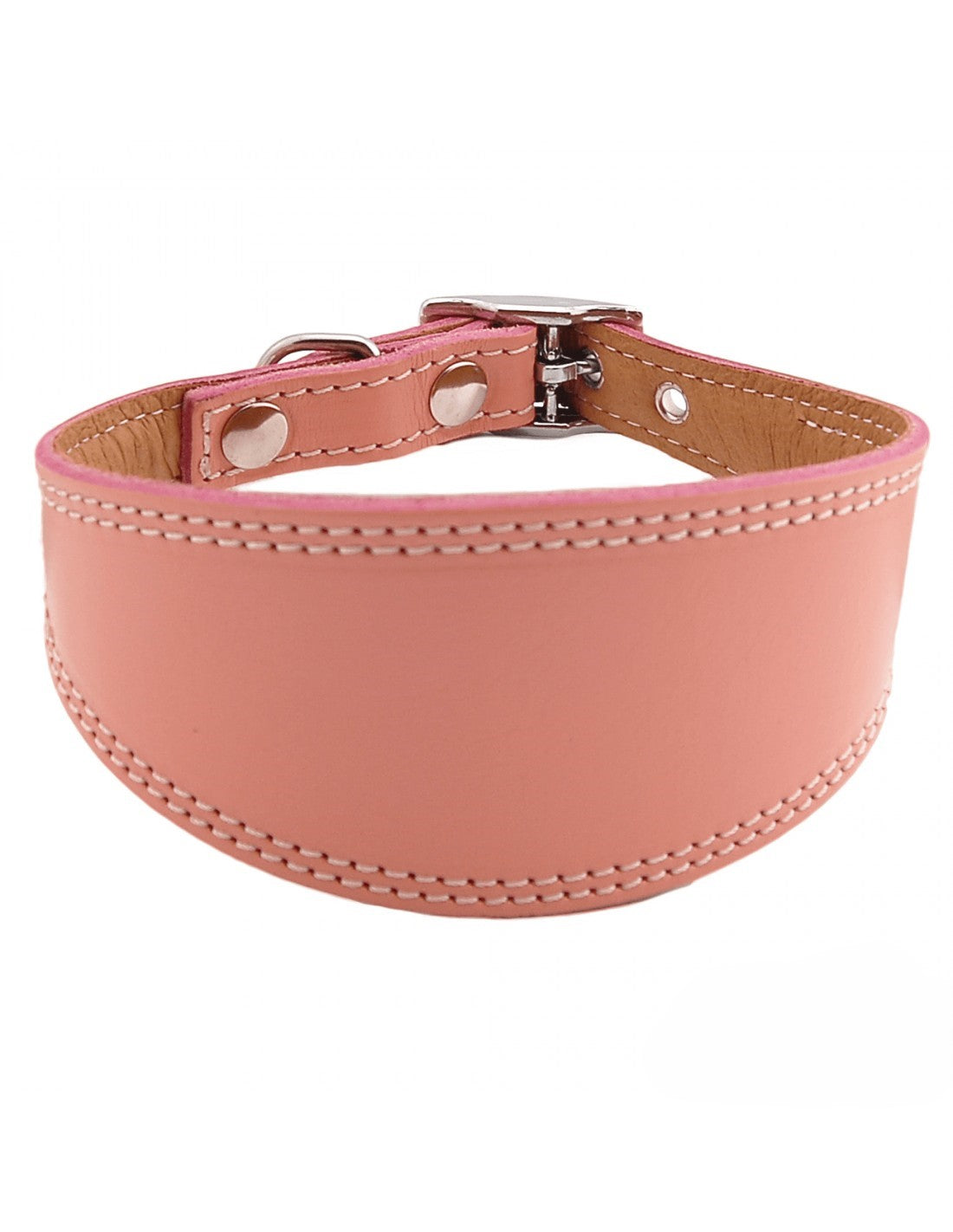 Dog collar, Smooth leather greyhound collar with silver accents